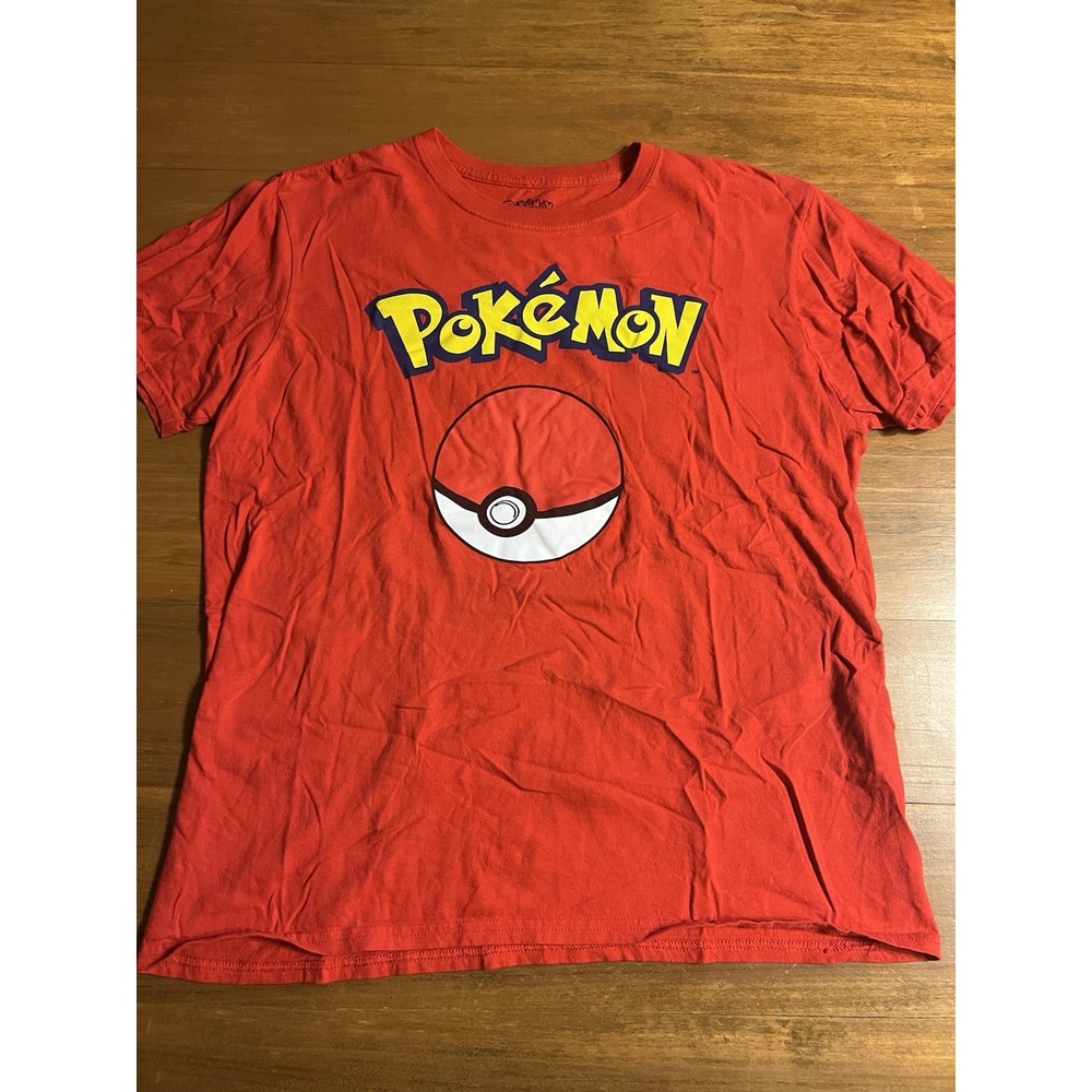 Pokemon Men Large Red Pokeball Pikachu Nintendo‎ Video Game Short Sleeve Shirt